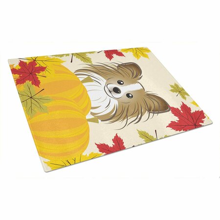 CAROLINES TREASURES Papillon Thanksgiving Glass Cutting Board- Large BB2054LCB